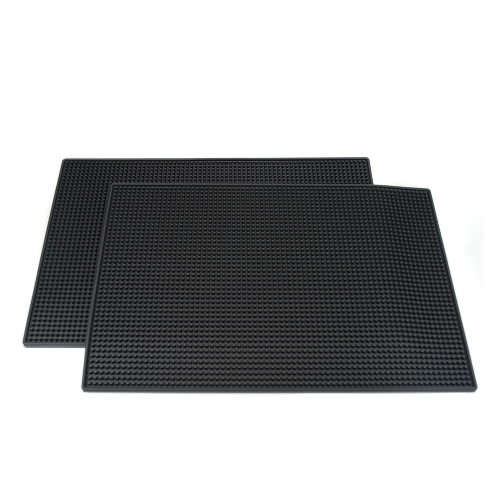 PVC Bar Service Mat for Cocktail Bartender 18x12 inches (Black 2-Pack)